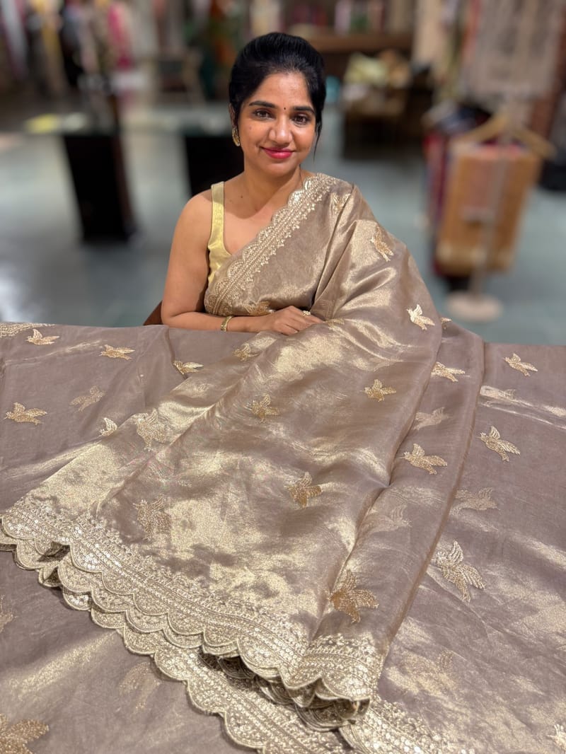 Antique Handloom Tissue Saree with Embroidery SS50417