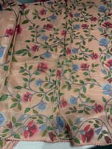 Peach Pink Tissue georgette saree with allover jamdani inspired embroidery