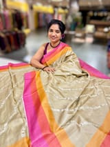 Golden Beige Embroidered Tussar Saree SS50473