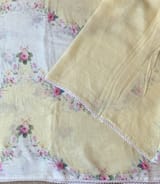 Ombre Dyed Floral Printed Pure Linen Saree