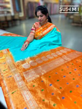 SeaGreen Gadwal Paithani Saree : S62F181