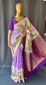 Pure silk Saree with hand paint