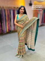 Printed crepe silk with allover sequnce : S62F129