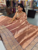 Copper Tissue Saree with embroidery SS50540
