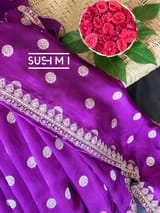 Purple Banarasi Silk Saree with Handwork D62F001