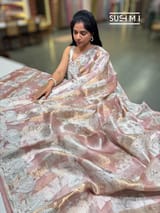 Printed Organza Tissue stripes saree with embroidery