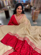 Watergold Crush Tissue Saree with Bandhini & Sabhya borders SS50397