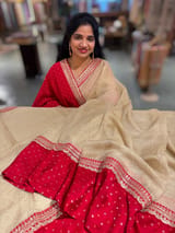 Watergold Crush Tissue Saree with Bandhini & Sabhya borders SS50397