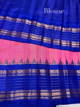 Neon Pink vintage checks Gadwal Silk Saree : S62F216