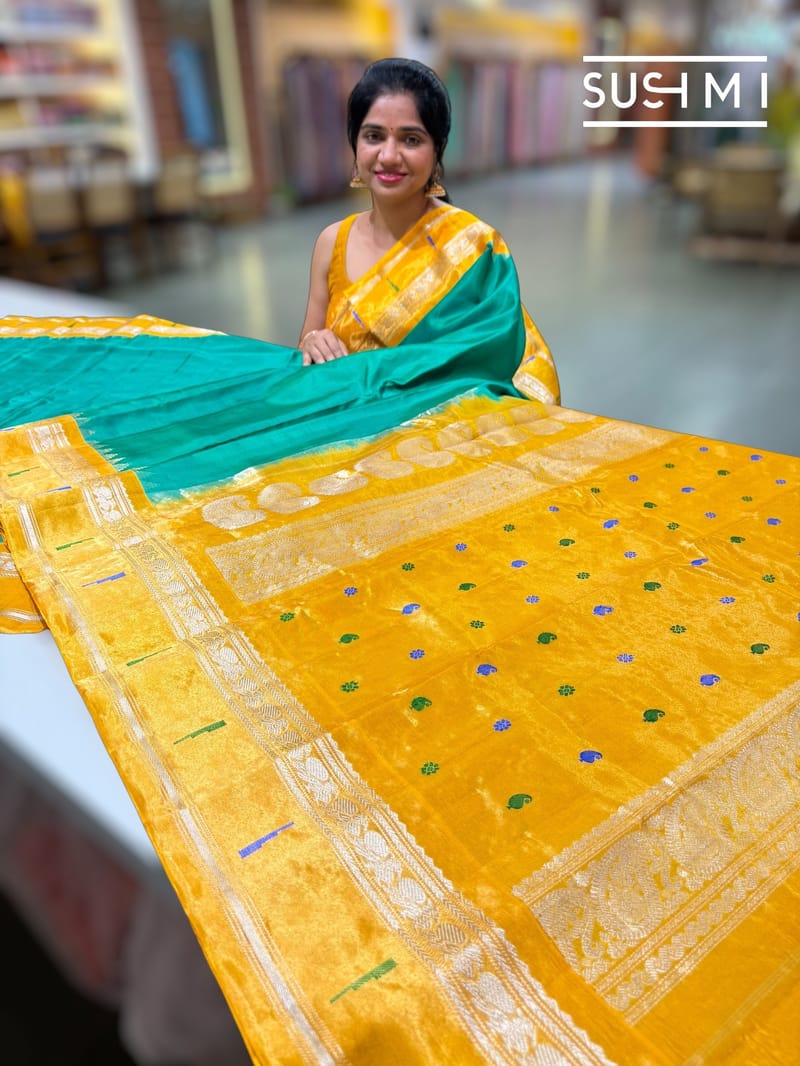 Emerald Green Gadwal Paithani Saree : S62F183