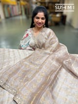 Dusty mauve champagne banarasi checks tissue