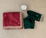 Burgundy Pure Handloom Tussar Saree