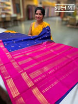 Royal Blue vintage kanjeevaram with ganga jamuna borders S62F152