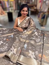 Dark Olive/ Deep mehendi Green Printed Banarasi Cotton Tissue SS50558