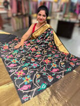 Black Kanjeevaram soft silk with embroidery SS50126