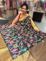 Black Kanjeevaram soft silk with embroidery SS50126
