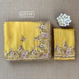 Yellow Pure Satin Georgette Saree