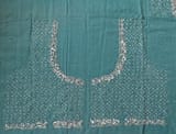 Peacock Blue Pure Organza heavy allover Handwork Saree