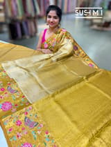 Gold Kanjeevaram Tissue Sareewith petite point embroidery : S62F086