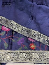 Midnight Blue Banaras Mashru Silk with embroidery SS5002