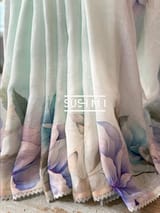 Floral printed handloom lenin saree