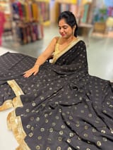 Black Georgette Saree with badla sequence motifs : S62F078