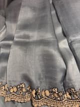 Grey pure organza with handwork SS50250