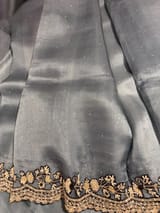 Grey pure organza with handwork SS50250