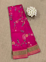 Rani pink petite point embroidered kanchi silk blouse
