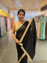 Black Georgette Saree with zigzag pattern badla sequnce : S62F080