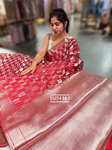 Red Banarasi chinia brocade saree SS5095