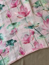 Pure lenin saree with statement Pichwai Print