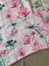 Pure lenin saree with statement Pichwai Print