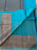 Purplish navy with blue Combo Pure Handloom premium Kora Banarasi  Saree