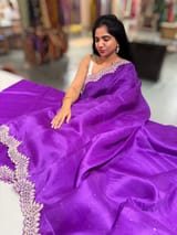Purple Pure Organza Handwork Saree with heavy Designer Blouse SS50598