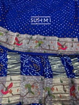 Royal Blue bandhej saree with embroidery : S62F203