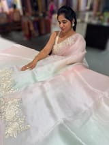 Ombre dyed Pure Organza Saree with parsi gara embroidery SS50283
