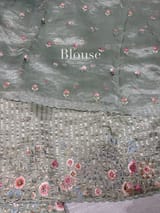 Mint mul tissue Saree with handcrafted floral border