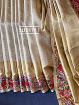 Gold Kanjeevaram Tissue Sareewith petite point embroidery : D62F087