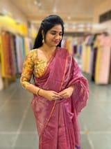 Purple Chanderi Tissue saree with designer tissue blouse