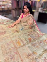 Pista Banarasi printed Tissue saree with handwork