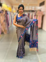 Blue Banarasi Tissue stripes Saree with petite point embroidery SS50215