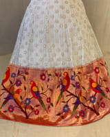 Chikankari & paithani fusion stitched lehanga : S62F139
