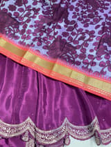 Wine crepe silk saree with scalloped pita border SS50535