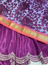 Wine crepe silk saree with scalloped pita border SS50535