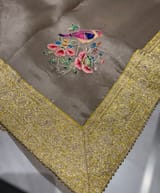 Earthy Tone Pure Organza Saree with banarasi pitawork border and bird applique motifs allover the saree SS50302