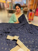Midnight blue Georgette Saree with badla sequence motifs : S62F079