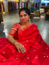 Red Pure Handloom Raw Silk Saree SS50492
