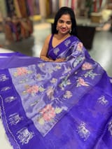 Purple Premium Handloom Designer Tissue saree with exquisite embroidery SS50211