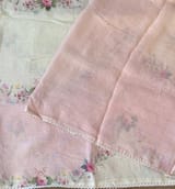 Ombre Dyed Floral Printed Pure Linen Saree